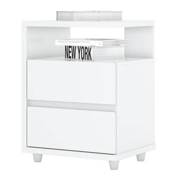 Mesa De Cabeceira Lacy Branco Brilho – Henn