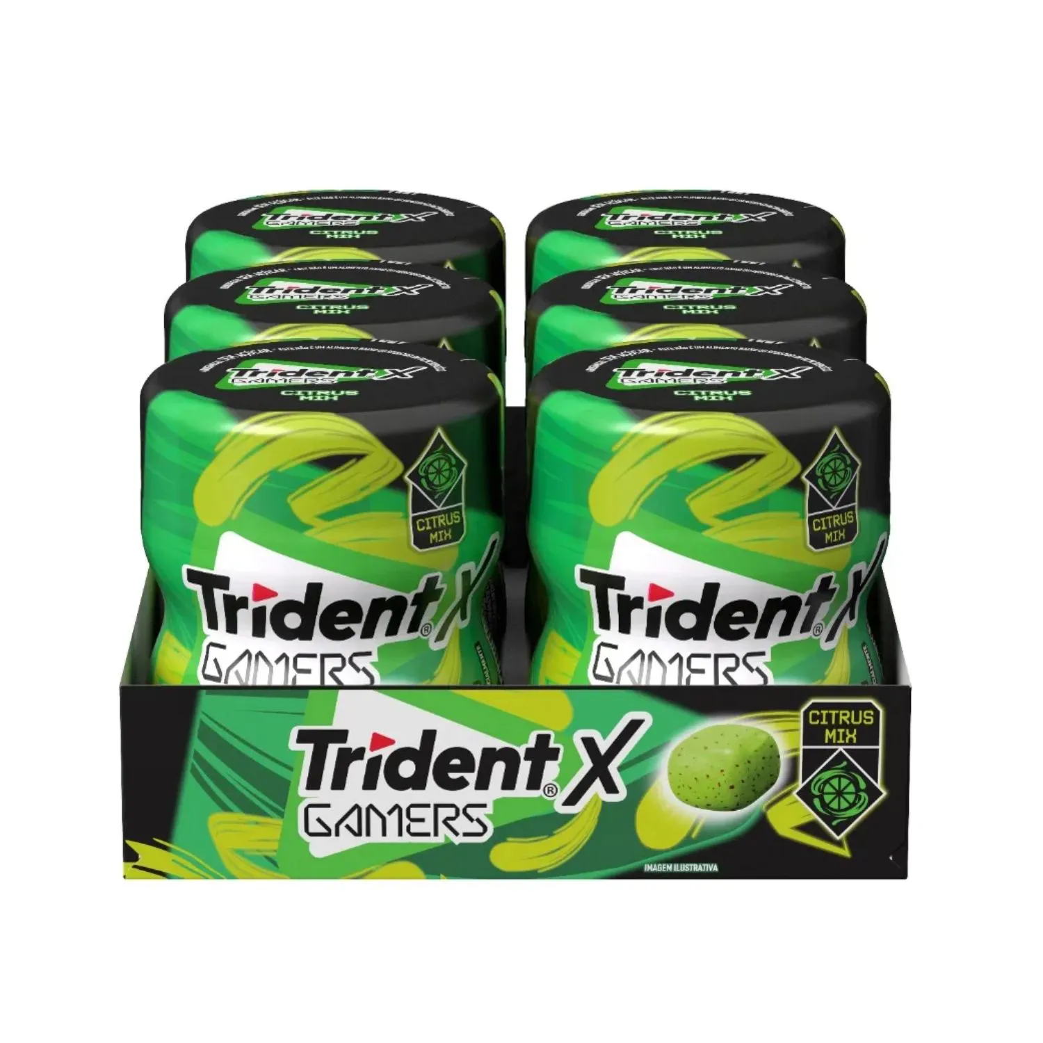 Chiclete Trident Pote X Gamers Citrus Mix Zero Açúcar - 6 Unidades 48,3g