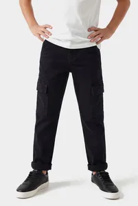 Calça Chino Infantil Color Cargo Preto - 8