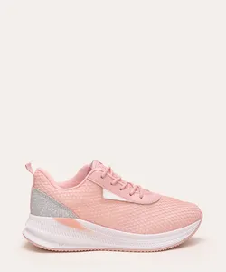 tênis casual infantil com brilho molekinha rosa 26