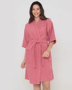 Roupão Kimono Felpudo Rosa UN