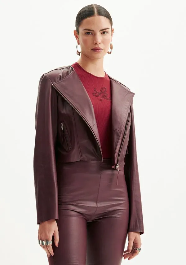 Jaqueta De Couro Biker Roxo GG
