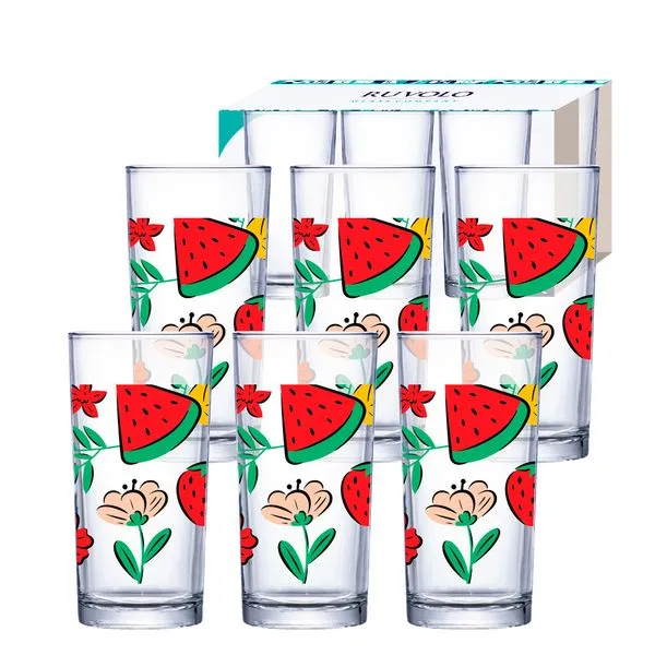 Jogo de Copos Multiuso Red Fruits Vidro 6 Peças 255ml 607035 - Ruvolo
