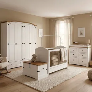 Conjunto Quarto de Bebê 5 Peças 212x77cm Creme/Carvalho