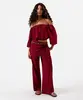 calça feminina de viscose com amarração vinho G