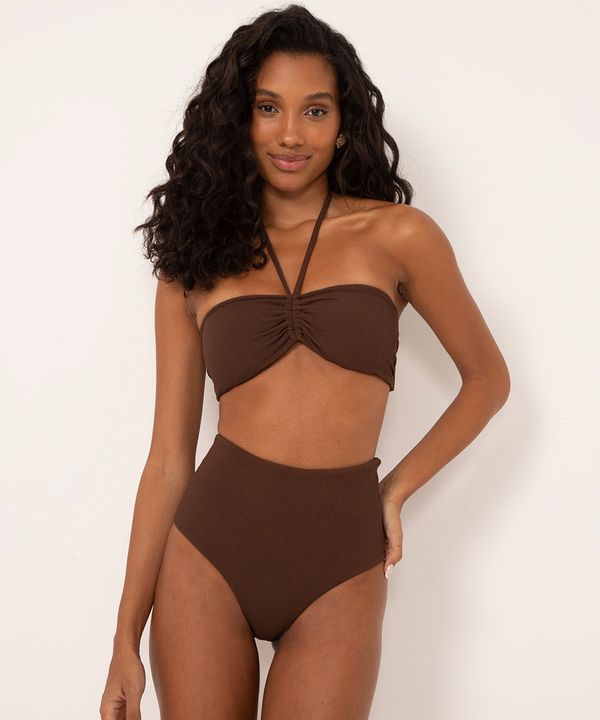 biquíni calcinha hot pant cintura alta marrom M