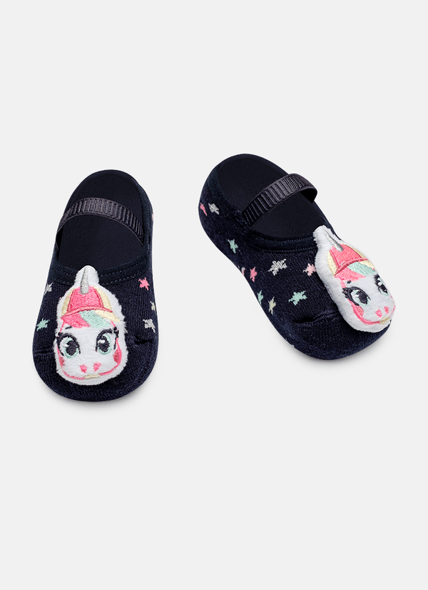 Meia Sapatilha Antiderrapante com LED Bebê Menina Unicórnio Skate 15 A 18 MESES