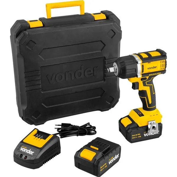 Chave impacto bateria 18V encaixe 1/2" carregador bivolt CIV 180B -VONDER