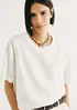 Blusa Feminina Manga Média Com Linho - Off white XP