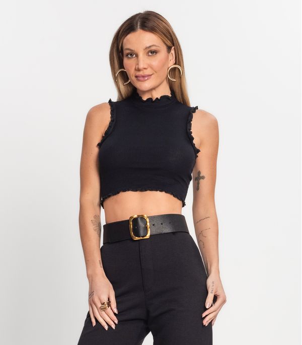 Regata Feminina Cropped Ribana Sublime Kohmar Preto G