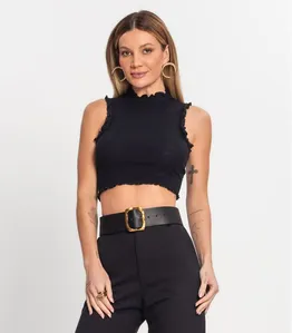 Regata Feminina Cropped Ribana Sublime Kohmar Preto G