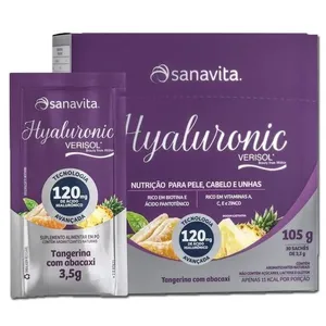 Hyaluronic Sanavita Verisol Hidrolisado Tangerina e Abacaxi 30 Sachês Hyaluronic Sanavita Verisol Hidrolisado 30 Sach?s Tangerina e Abacaxi