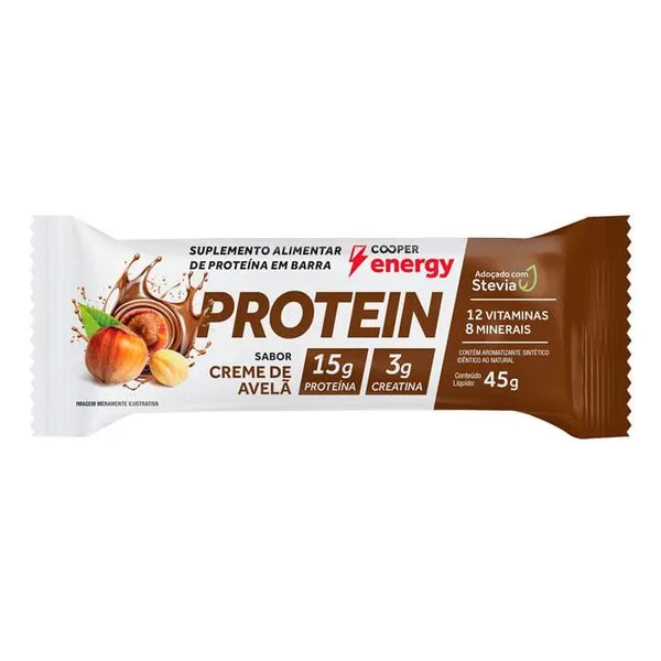 Barra de Proteína Cooper Energy Protein Sabor Creme de Avelã 45g