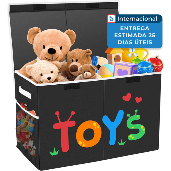 Baú Para Brinquedos Grande E Dobrável Mabahoo Com Tampa Preto A-MBI