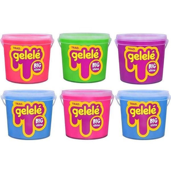 Kit Slime Big Tradicional Balde 1,5kg com 6 Atóxico Doce Brinquedo