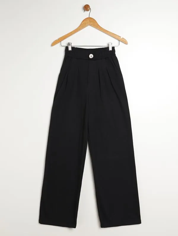 Calça Reta Moletom Juvenil Para Menina - PRETO 14