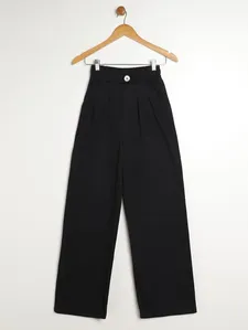 Calça Reta Moletom Juvenil Para Menina - PRETO 14