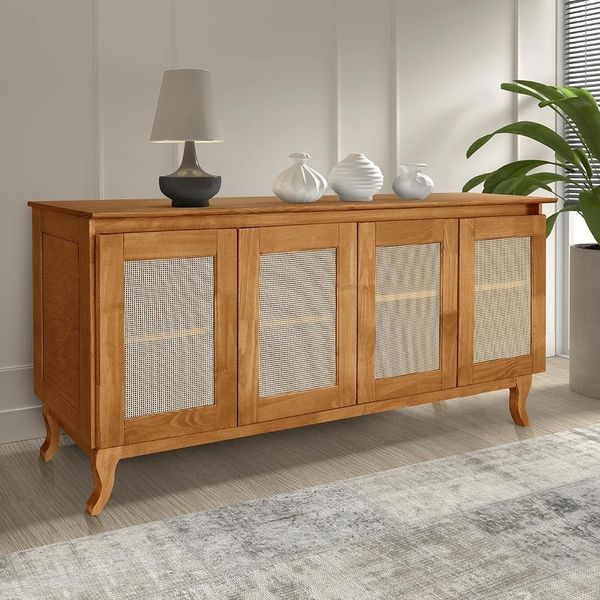 Buffet Aparador Tela 4p Madeira Deltran Imbuia - Atraente