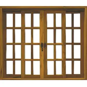 Janela de Correr Quadriculada Madaza Cedro Arana 110x140cm Janela de correr Quadriculado 110x140cm reto cedro arana Madaza