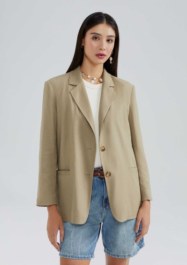 Blazer Feminino Com Linho - Caqui M