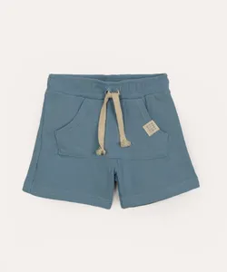 bermuda infantil texturizada com bolso azul 18-24