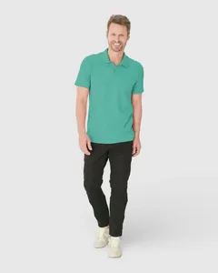 Camisa Polo Básica Masculina Gola Retilínea Em Piquet Stretch Verde - P