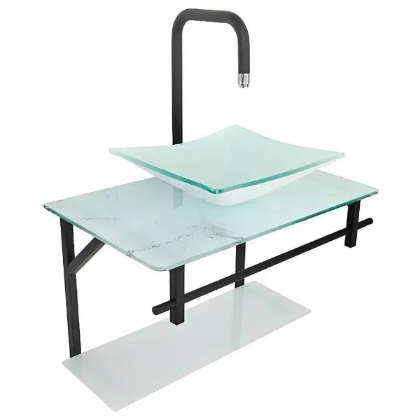 Lavatório Rubi Mármore 64x40cm Branco - 0168 - Dulluc Lavatório Rubi Mármore 64x40cm Branco Com Espelho - 0168 - Dulluc