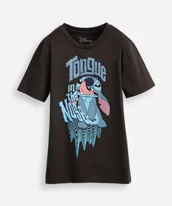 camiseta de algodão infantil manga curta stitch cinza 12