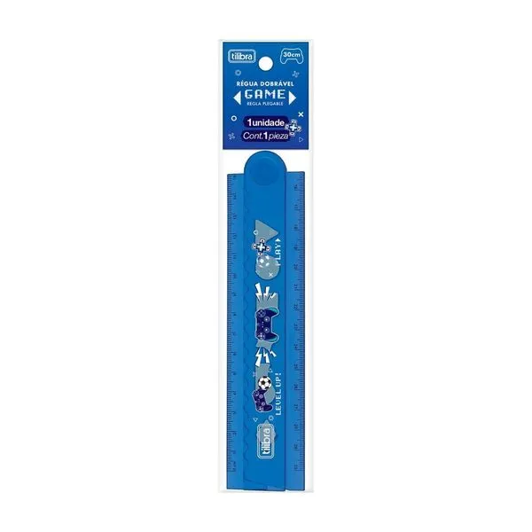 Régua Escolar Tilibra Régua 30cm Dobrável Tilibra Azul em Plástico Resistente com Estampa Gamer 30CM 1 Unidade Azul Régua Escolar Tilibra Régua 30cm Dobrável Azul em Plástico Resistente com Estampa Gamer 30CM 1