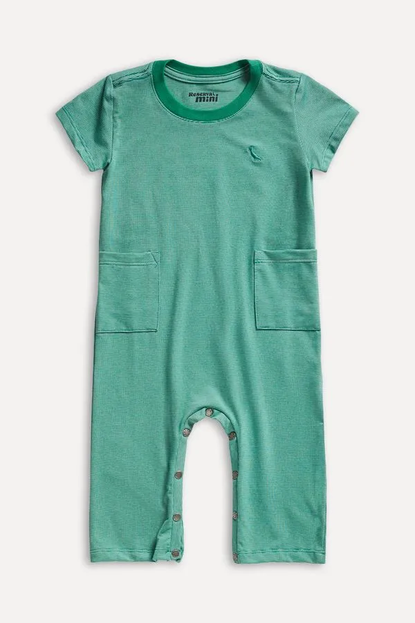 Macacao Bb Listra Kids Verde Bandeira - G