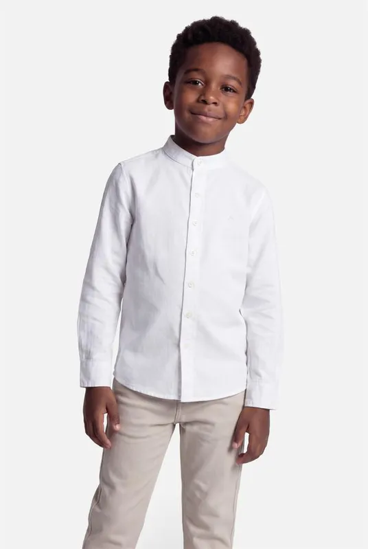 Camisa Flamê Manga Longa Infantil Gola Padre Branco - 2