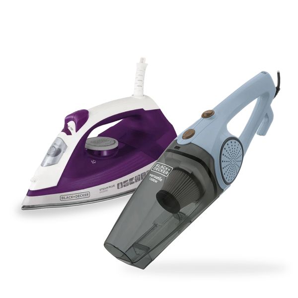 Kit Ferro de Passar Roupa a Vapor FX2500 com Aspirador de Pó AV12 Black & Decker 127V