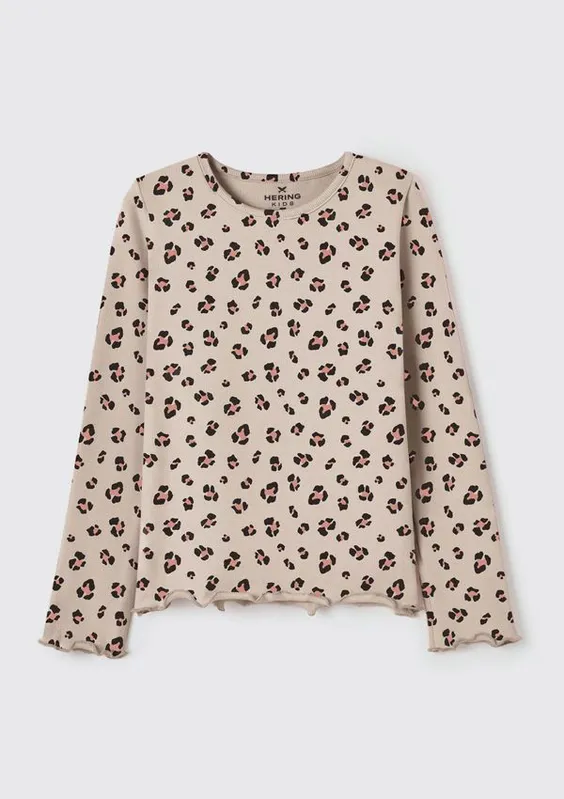 Blusa Infantil Menina Manga Longa Em Ribana - Bege 012