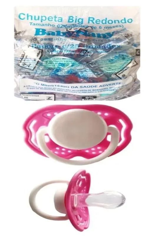 Chupeta Big Bico Redondo 10 unidades Rosa baby nany Rosa