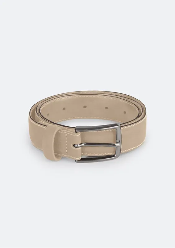 Cinto Masculino Nobuck Com Fivela Em Metal - Caqui XG