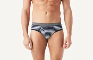 Cueca De Algodão Elástico Às Riscas Multicolores - Azul M