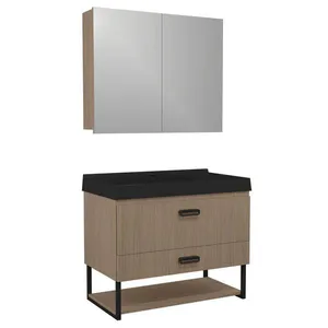 Gabinete Para Banheiro Suspenso Ucrânia 80cm Branco Preto/jequitibá