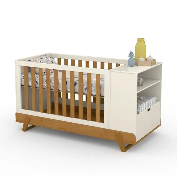 Berço Americano Multifuncional BKids Off White / Freijó / Eco Wood