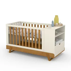 Berço Americano Multifuncional BKids Off White / Freijó / Eco Wood