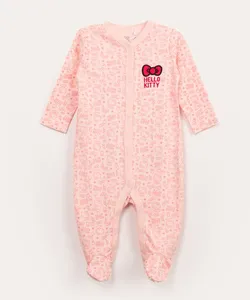 macacão infantil longo hello kitty rosa 9-12