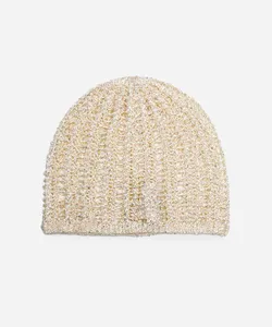touca de crochê com paetê off white UNICO