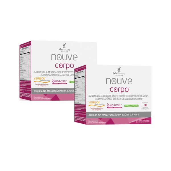 Kit 2 Caixas Nouve Corpo Colágeno Verisol + Ácido Hialurônico + Morosil Framboesa 60 Sachês