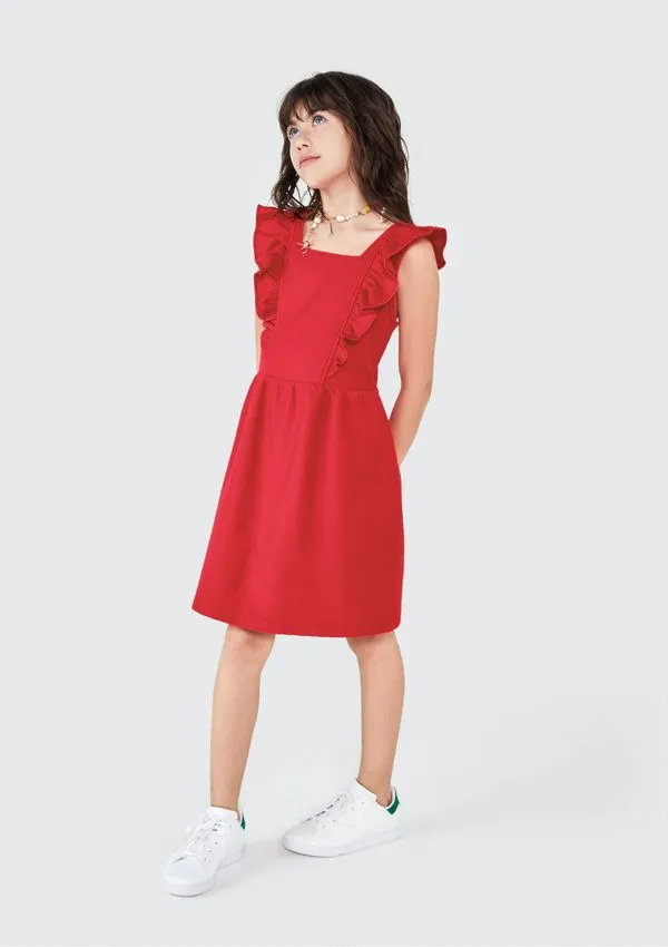 Vestido Infantil Com Babados - Vermelho 014