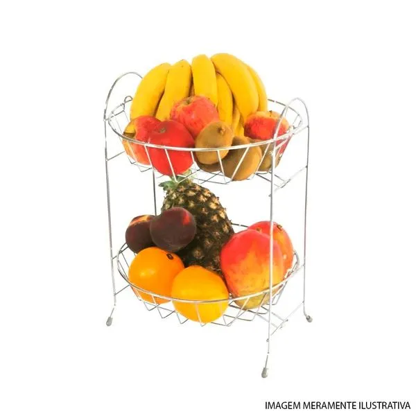 Fruteira Dupla Madefer Inox Cromado 31x44cm (MP)