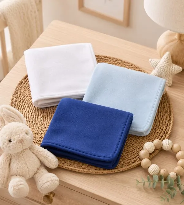 Kit Paninho de Boca Babita Bamboo 3 Unidades Azul