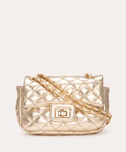 bolsa crossbody matelassê com tachas dourada Único