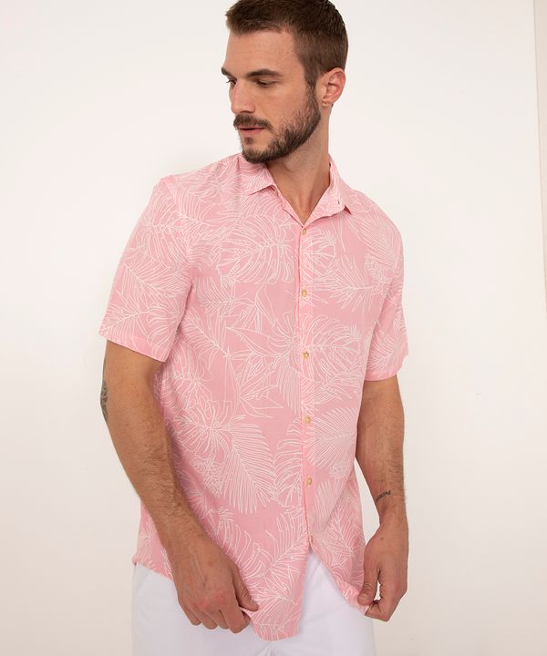 Camisa de Viscose Manga Curta Floral rosa GG