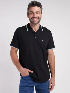 Polo Manga Curta Masculina PRETO M