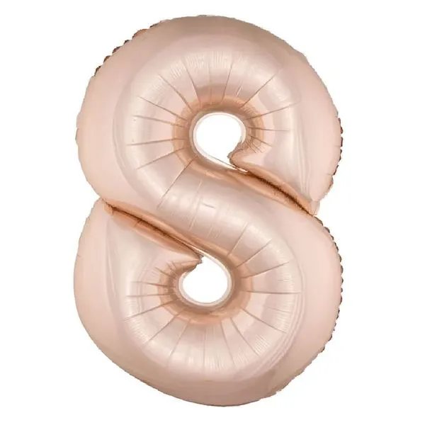 Balão Metalizado Rose Gold Número 8 - 1 Metro
