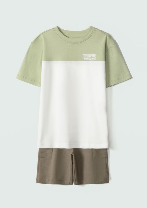Conjunto Curto Infantil Menino Com Estampa - Off white 006